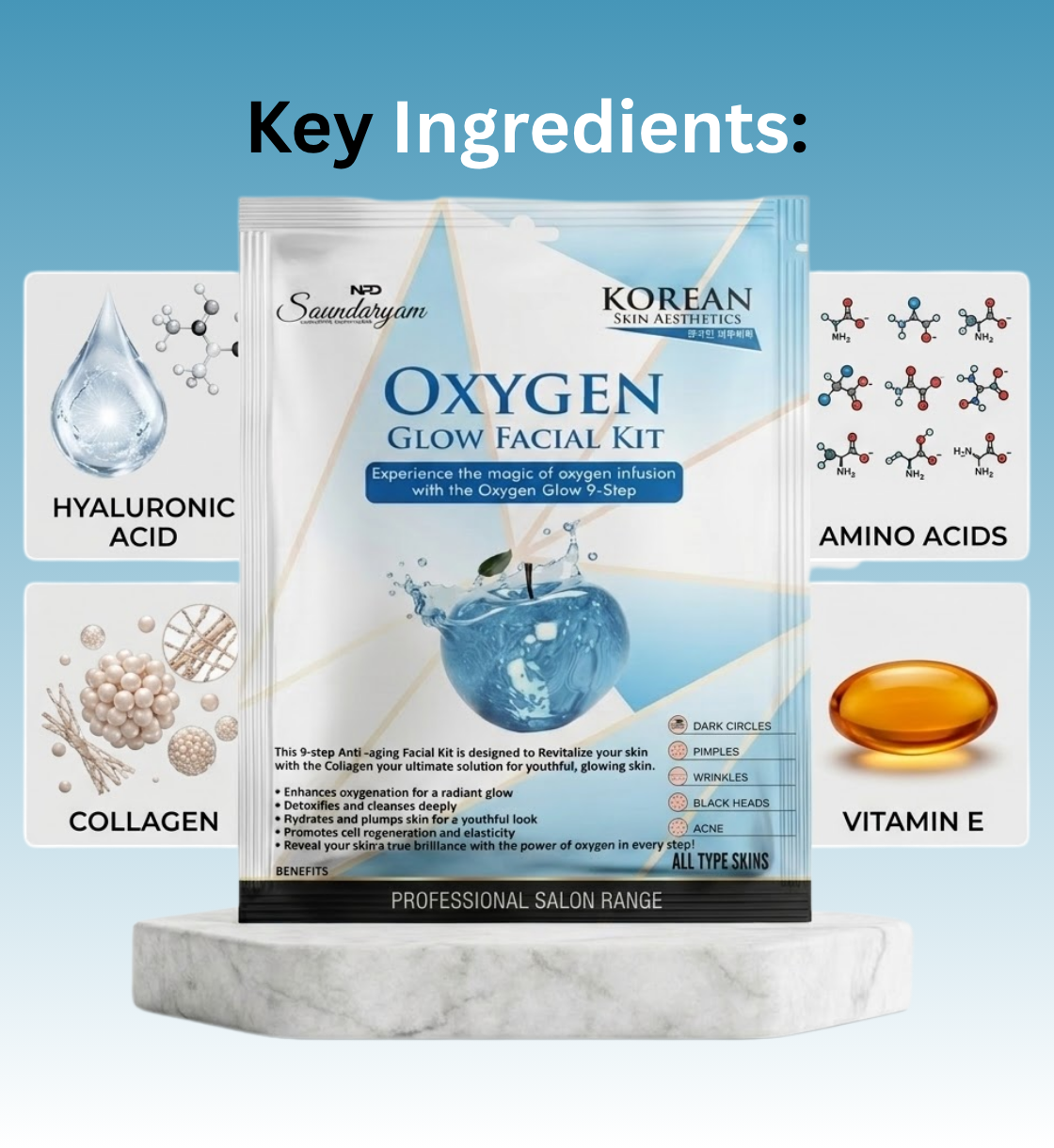 9 STEP FACIAL KIT FOR OPEN PORES-OXYGEN  FACIAL KIT