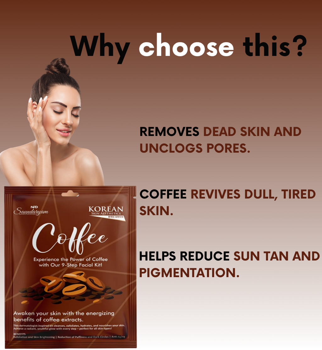 COFEE FACIAL KIT- 9 STEP FACIAL KIT FOR SHINHING