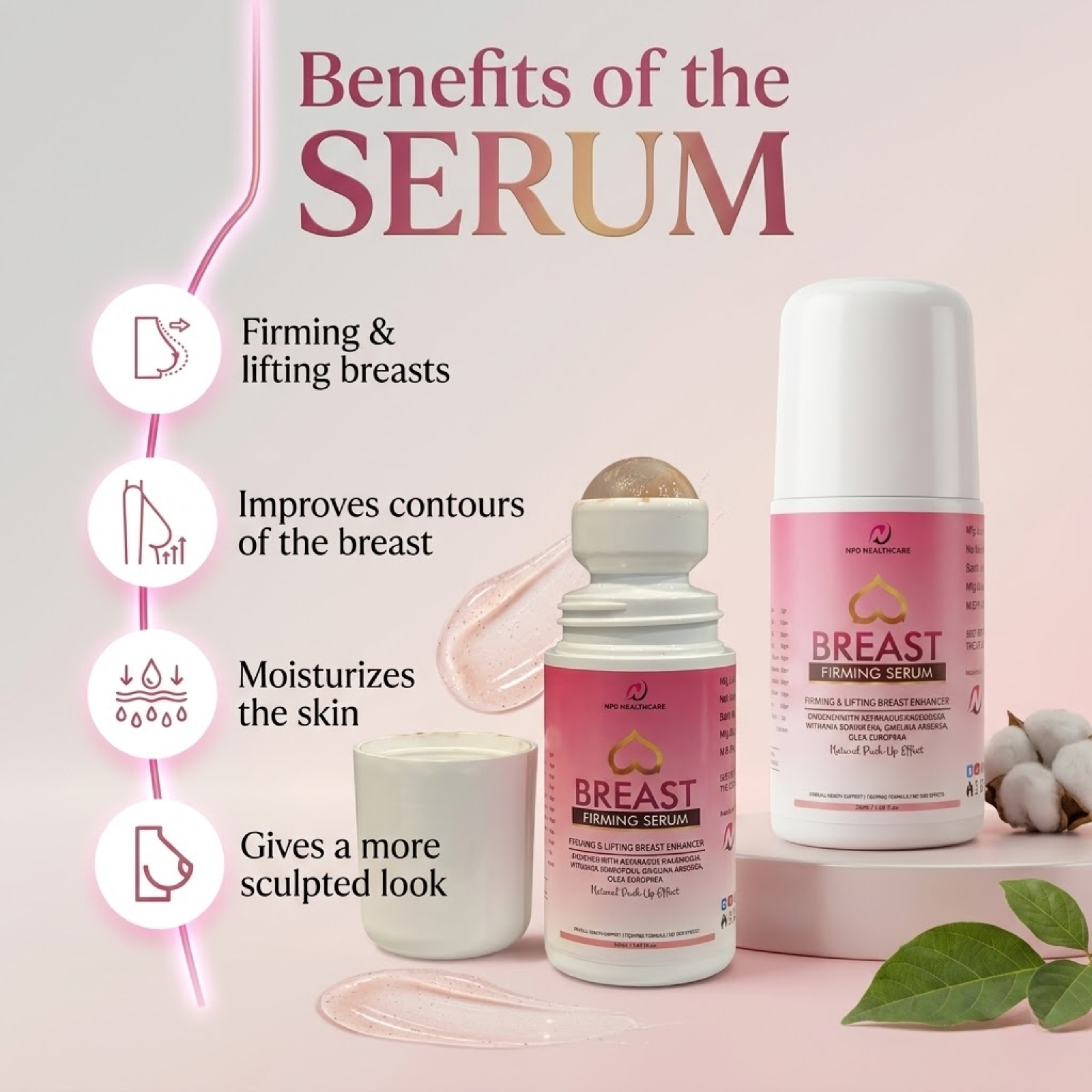 Saundaryam Ayurvedic Breast Massage Serum | Supports Skin Elasticity & Firmness | Ashwagandha, Shatavari & Utangan Enriched