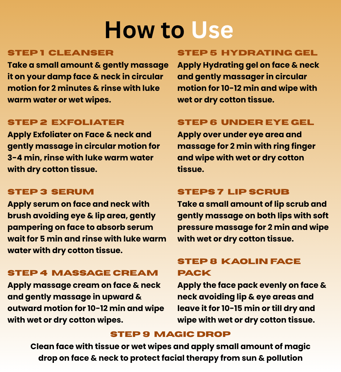 PAPAYA FACIAL KIT-9  STEP PAPAYA FACIAL KIT FOR BRIGHTNING