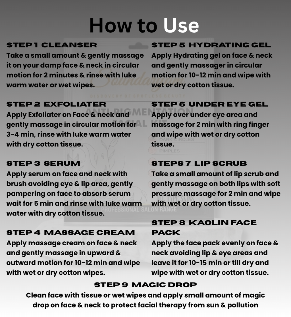 9 STEP FACIAL KIT FOR PIGMENTATION