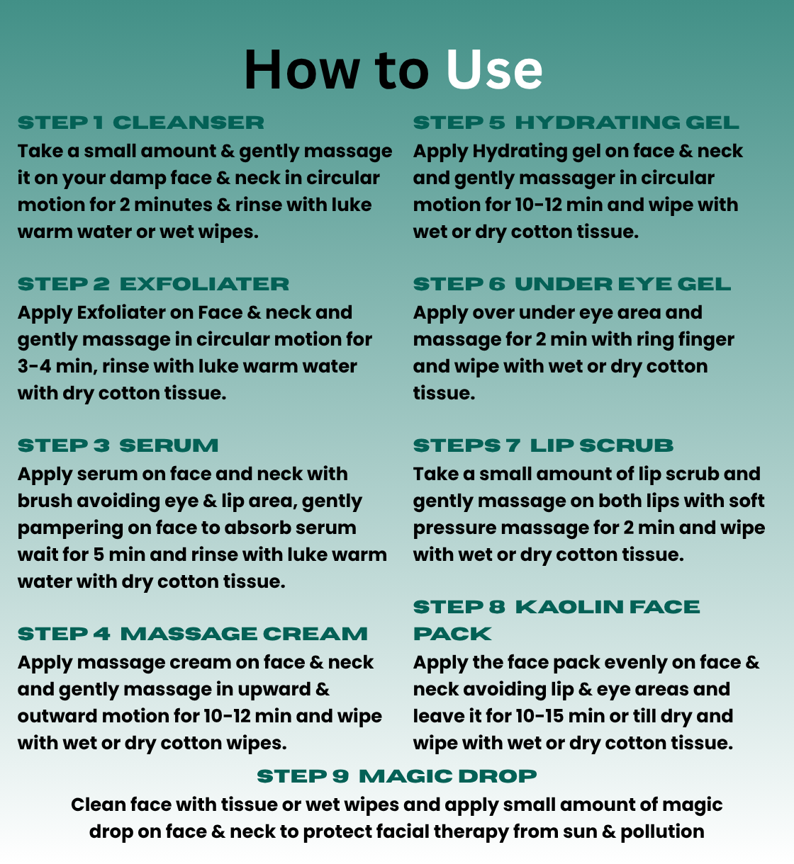 CLEAR AND CALM  FACIAL - 9. STEP FACIAL KIT FOR ACNE &OILY SKIN