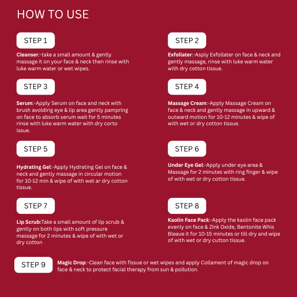 RED WINE  FACIAL -9  STEP FACIAL KIT FOR BRIGHTNING