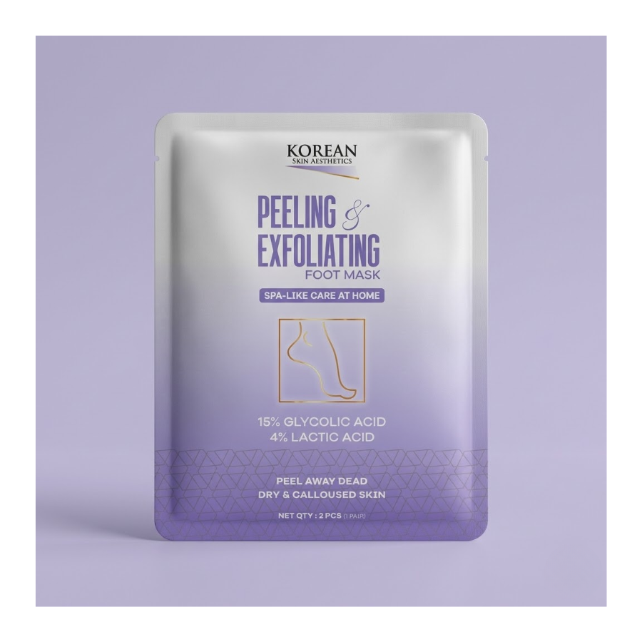 Korean Peeling & Exfoliating Foot Mask For Dry, Cracked Heels & Calluses with Glycolic, 2%Salicylic & Lactic Acids | Dead Skin & Callus Remover for Baby-Soft Skin Baby Soft Feet Treatment for Men & Women