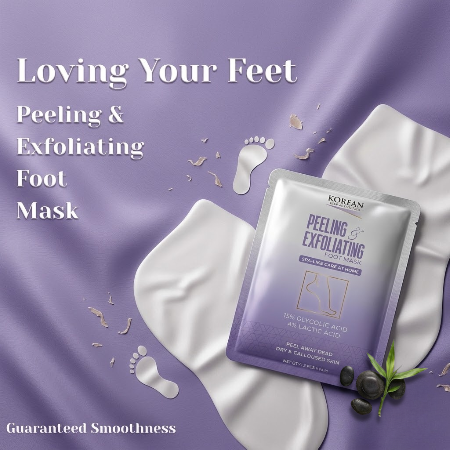 Korean Peeling & Exfoliating Foot Mask For Dry, Cracked Heels & Calluses with Glycolic, 2%Salicylic & Lactic Acids | Dead Skin & Callus Remover for Baby-Soft Skin Baby Soft Feet Treatment for Men & Women