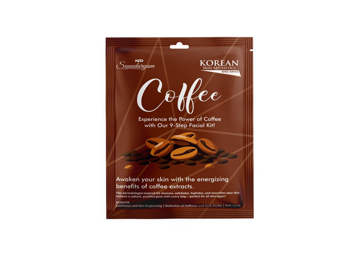 COFEE FACIAL KIT- 9 STEP FACIAL KIT FOR SHINHING