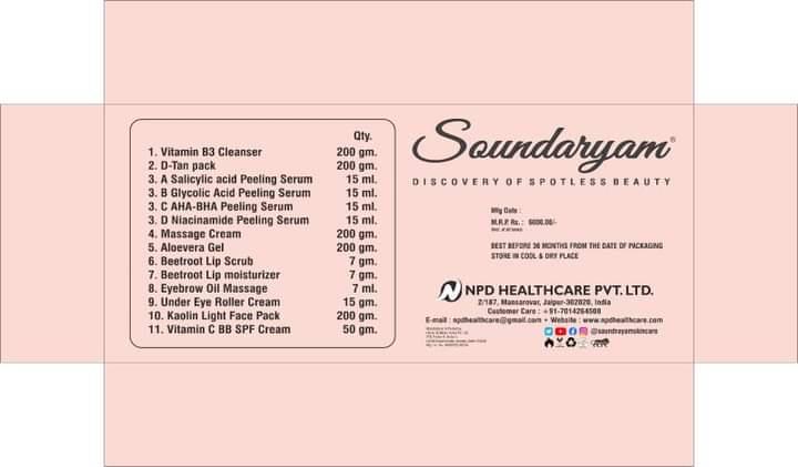 Saundaryam Treatment- Professional Facial Kit  14 Step